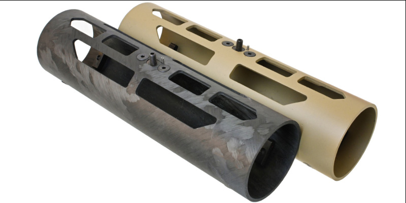 Natural carbon fiber and Tan clamp on Suppressor Shield.